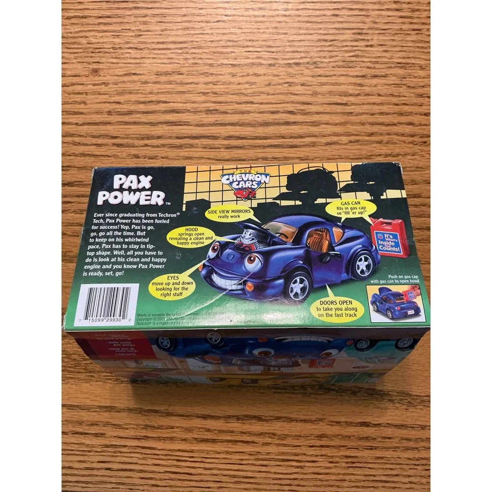 Chevron Cars Pax Power Purple Metallic Toy Car 2001 New in Box Gas Can Accessory